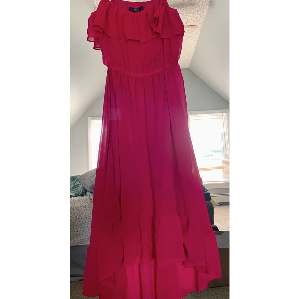 Magenta high/low spring dress